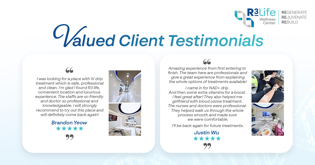 Client testimonials and Google reviews for R3 Life Wellness Center Bangkok