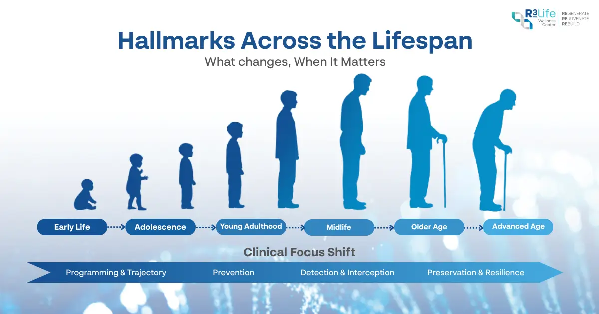 Physician presenting healthspan-focused longevity strategies and cellular optimization concepts
