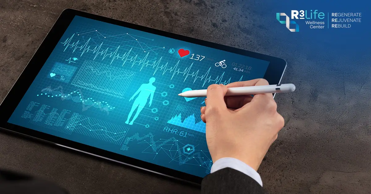 Smartwatch screen showing HRV and heart rate variability data used to monitor stress and recovery levels.