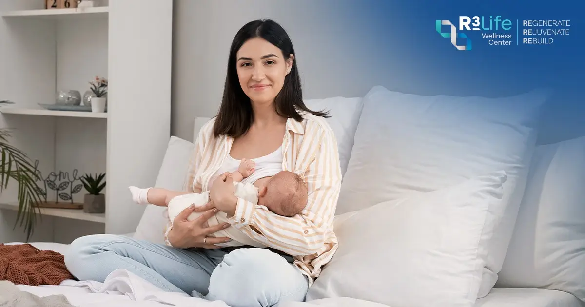 Breastfeeding mother supporting infant immunity and healthy development