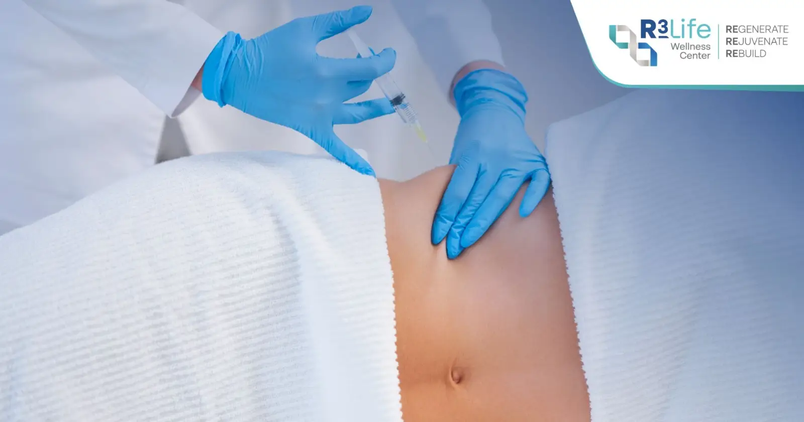 Physician performing injectable contouring treatment for localized abdominal fat