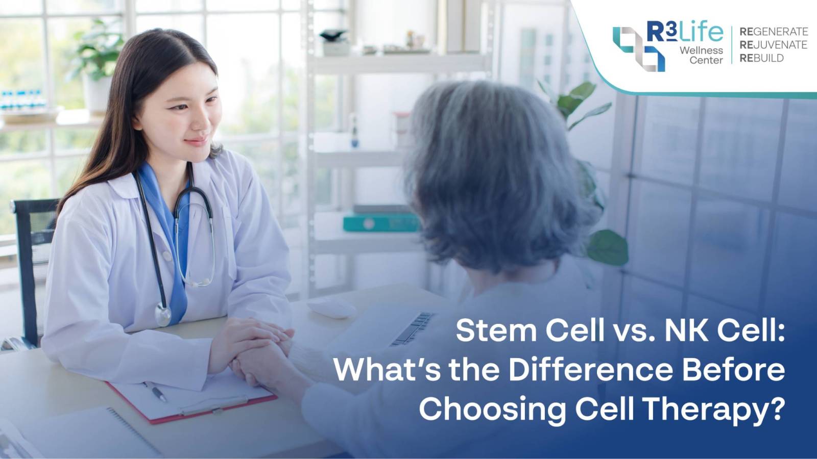 Patient consulting with a physician about Stem Cell and NK Cell options before considering Cell Therapy